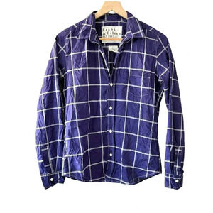 Frank And Eileen Barry Women’s Button Down Top Size Medium Plaid Crinkle Shirt